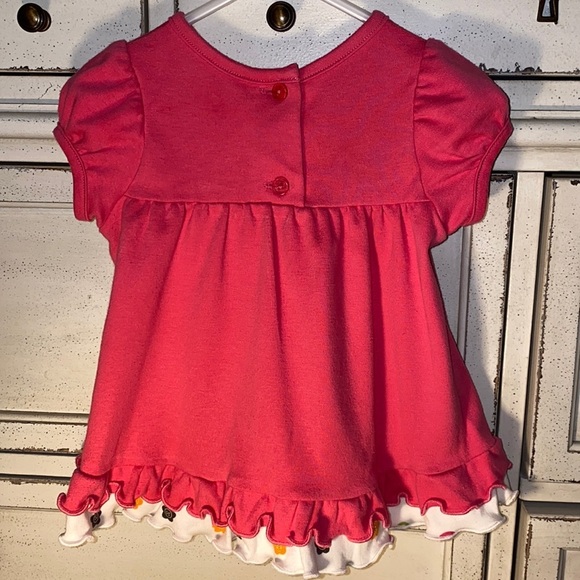 Rare Editions cupcake ruffle bottom ribbon bow pink shortsleeve shirt size 12M​ - Picture 4 of 7